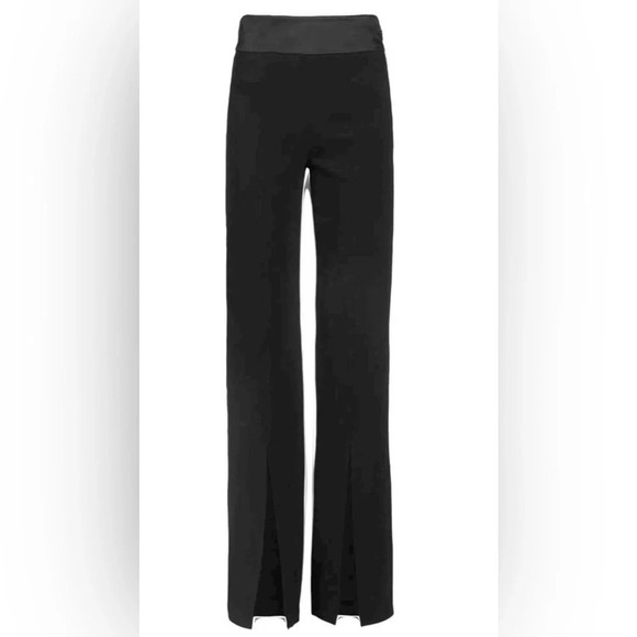 Jonathan Simkhai Satin-Combo Front-Slit Pants - Picture 2 of 6